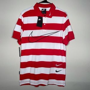 NIKE Swoosh Sportswear Knit Polo Shirt Knit SIZE SMALL Striped CJ4909-657 NEW